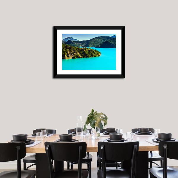 Azure Water Of Lac De La Castillon France Canvas Wall Art-3 Horizontal-Gallery Wrap-25" x 16"-Tiaracle