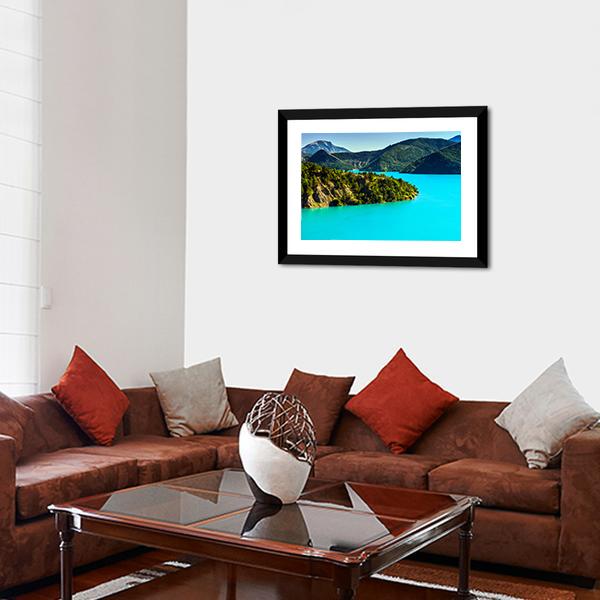 Azure Water Of Lac De La Castillon France Canvas Wall Art-3 Horizontal-Gallery Wrap-25" x 16"-Tiaracle