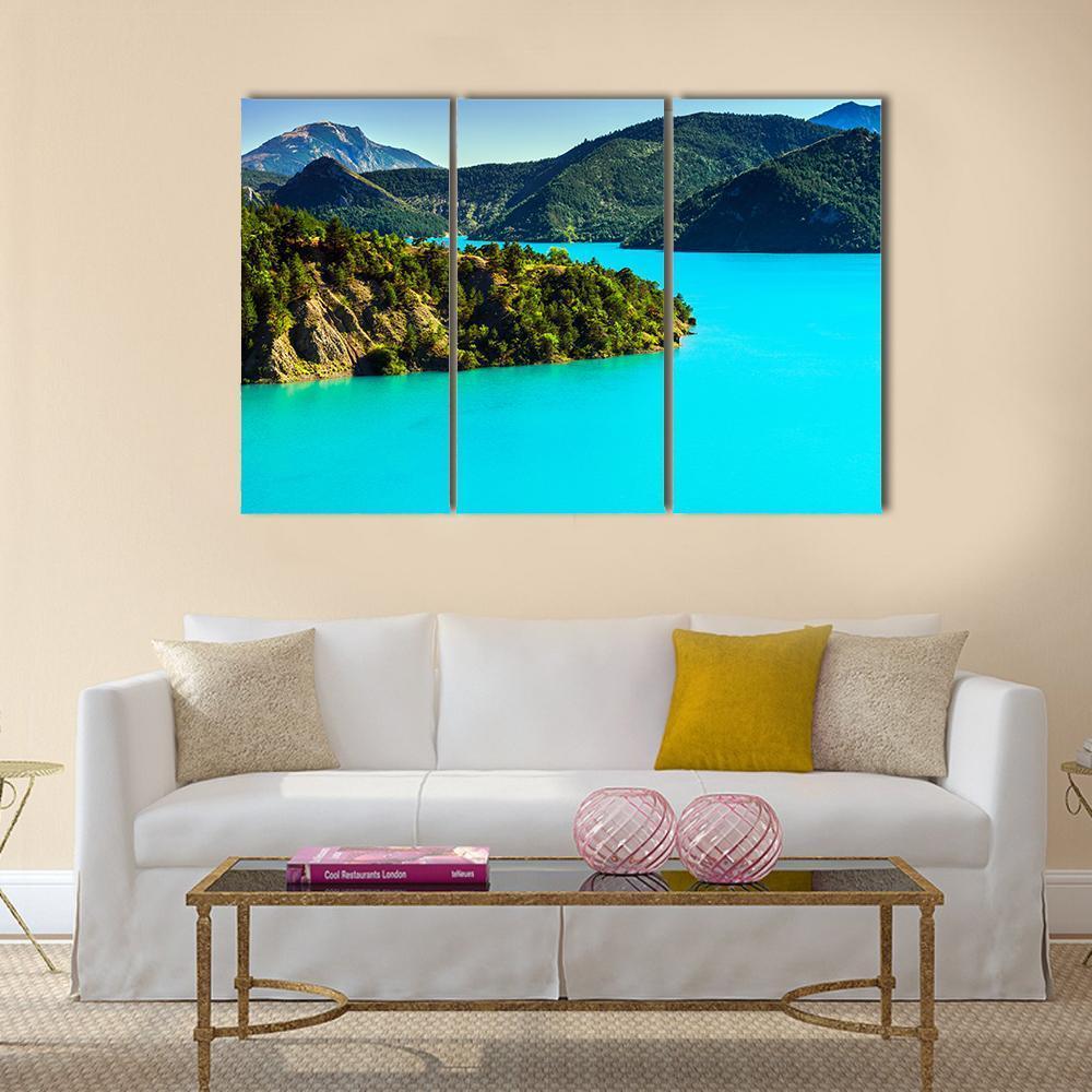 Azure Water Of Lac De La Castillon France Canvas Wall Art-3 Horizontal-Gallery Wrap-37" x 24"-Tiaracle