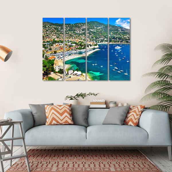 Azzure Coast Of France Canvas Wall Art-4 Horizontal-Gallery Wrap-34" x 24"-Tiaracle
