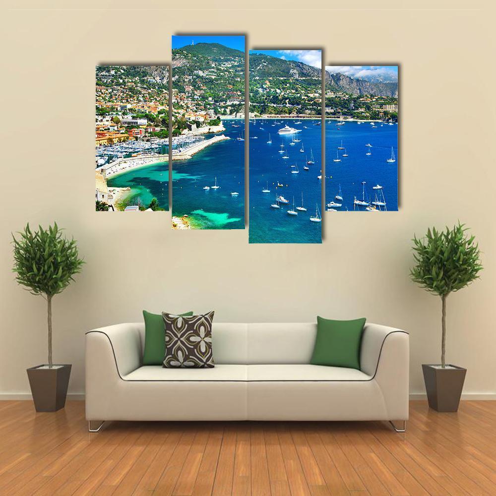 Azzure Coast Of France Canvas Wall Art-4 Pop-Gallery Wrap-50" x 32"-Tiaracle