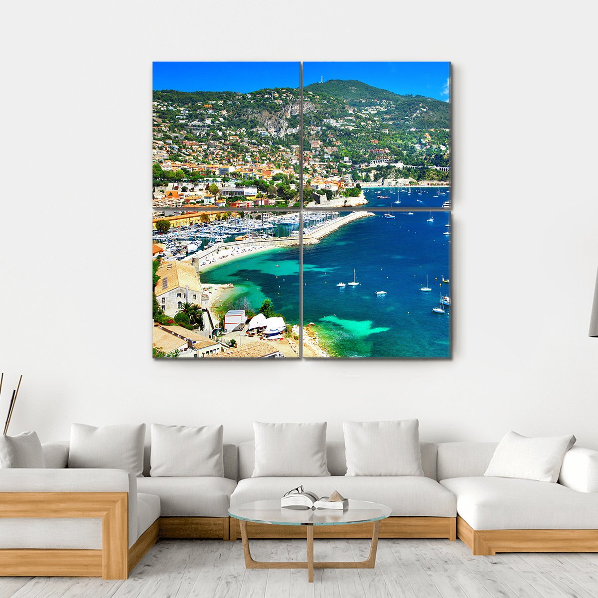 Azzure Coast Of France Canvas Wall Art-4 Square-Gallery Wrap-17" x 17"-Tiaracle