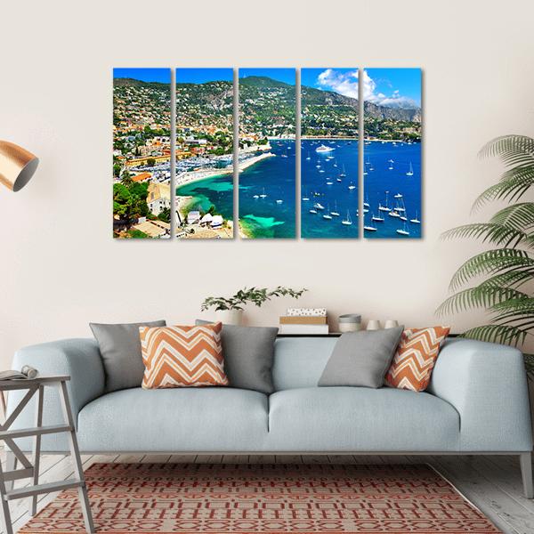 Azzure Coast Of France Canvas Wall Art-5 Horizontal-Gallery Wrap-22" x 12"-Tiaracle