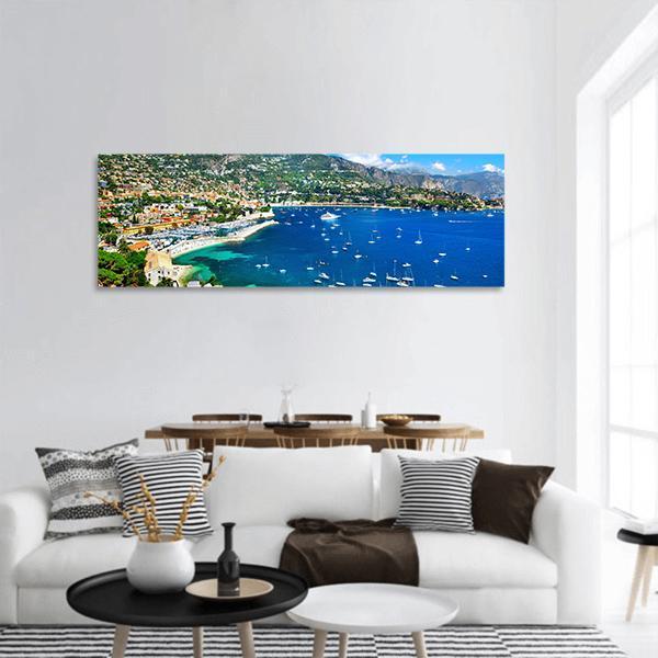 Azzure Coast Of France Panoramic Canvas Wall Art-1 Piece-36" x 12"-Tiaracle
