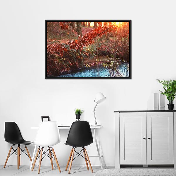 Art At Trees Canvas Tiaracle - Landscape Forest Sunset Vertical Wall Bach