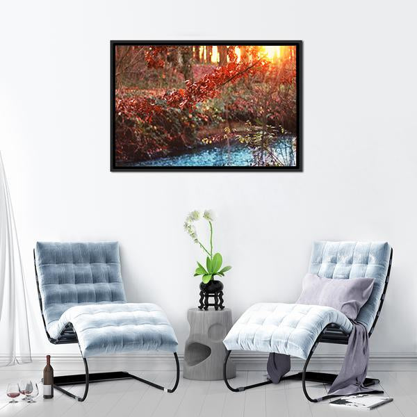 Bach Forest Trees Landscape At Sunset Vertical Canvas Wall Art-3 Vertical-Gallery Wrap-12" x 25"-Tiaracle