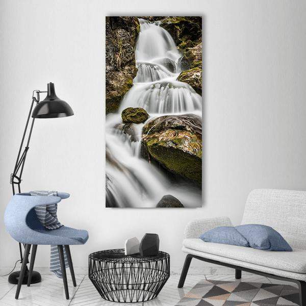 Bach River Waterfall Vertical Canvas Wall Art-1 Vertical-Gallery Wrap-12" x 24"-Tiaracle