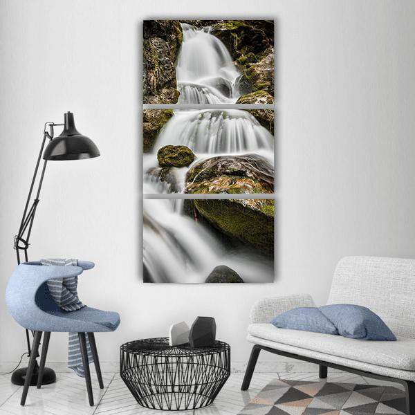 Bach River Waterfall Vertical Canvas Wall Art-3 Vertical-Gallery Wrap-12" x 25"-Tiaracle