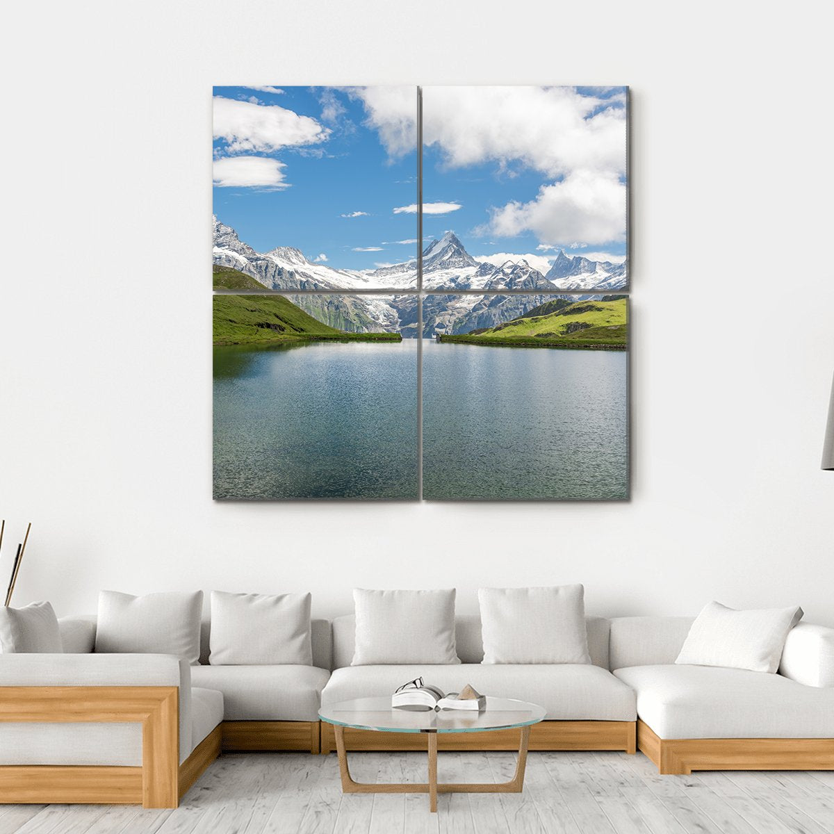 Bachalpsee Lake Switzerland Canvas Wall Art-4 Square-Gallery Wrap-17" x 17"-Tiaracle