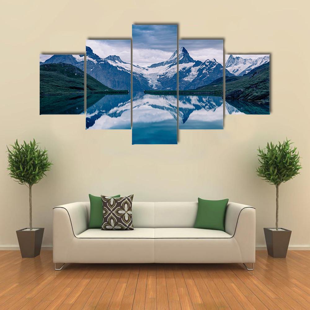 Lake Bachalpsee Switzerland Canvas Wall Art-5 Star-Gallery Wrap-62" x 32"-Tiaracle