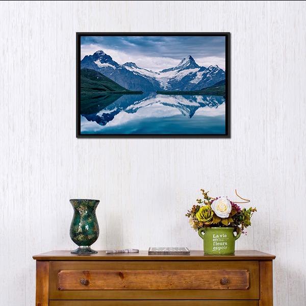 Lake Bachalpsee Switzerland Canvas Wall Art-1 Piece-Floating Frame-24" x 16"-Tiaracle