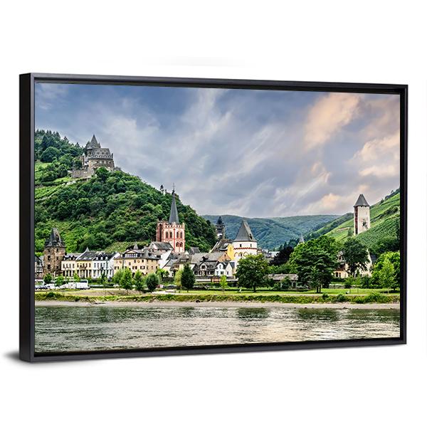 Bacharach Town Germany Canvas Wall Art-3 Horizontal-Gallery Wrap-25" x 16"-Tiaracle