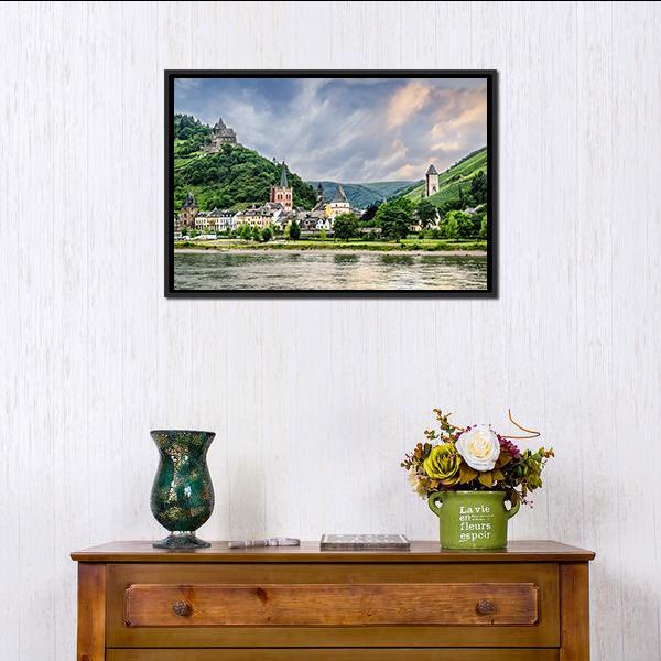 Bacharach Town Germany Canvas Wall Art-1 Piece-Floating Frame-24" x 16"-Tiaracle