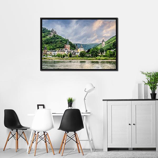 Bacharach Town Germany Canvas Wall Art-3 Horizontal-Gallery Wrap-25" x 16"-Tiaracle