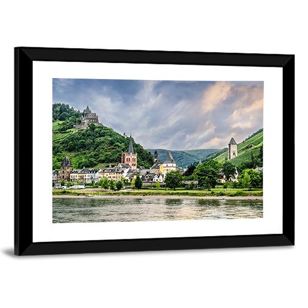 Bacharach Town Germany Canvas Wall Art-3 Horizontal-Gallery Wrap-25" x 16"-Tiaracle