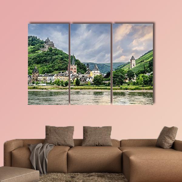 Bacharach Town Germany Canvas Wall Art-3 Horizontal-Gallery Wrap-25" x 16"-Tiaracle