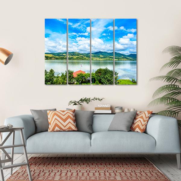 Backyard On Danube River Canvas Wall Art-4 Horizontal-Gallery Wrap-34" x 24"-Tiaracle