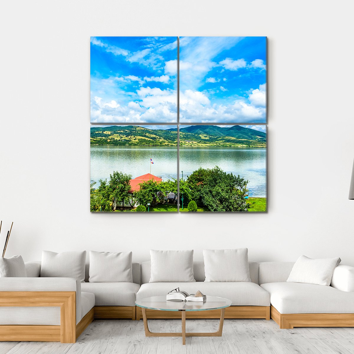 Backyard On Danube River Canvas Wall Art-4 Square-Gallery Wrap-17" x 17"-Tiaracle