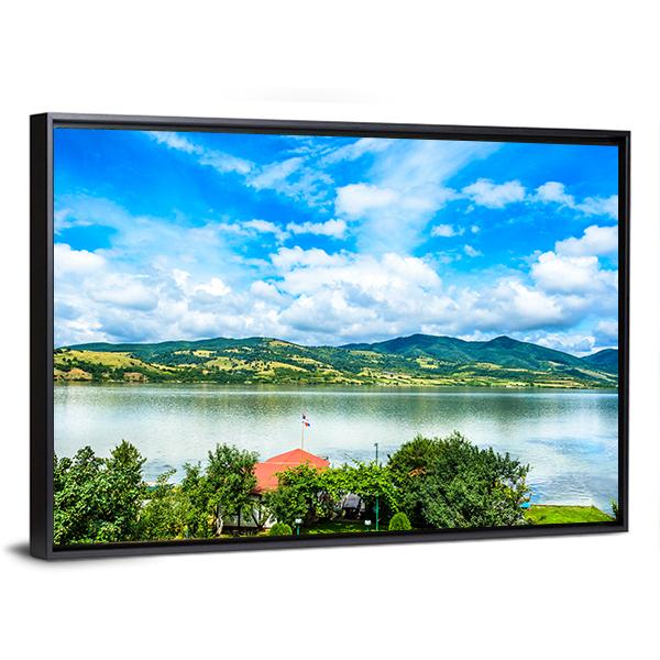 Backyard On Danube River Canvas Wall Art-3 Horizontal-Gallery Wrap-25" x 16"-Tiaracle