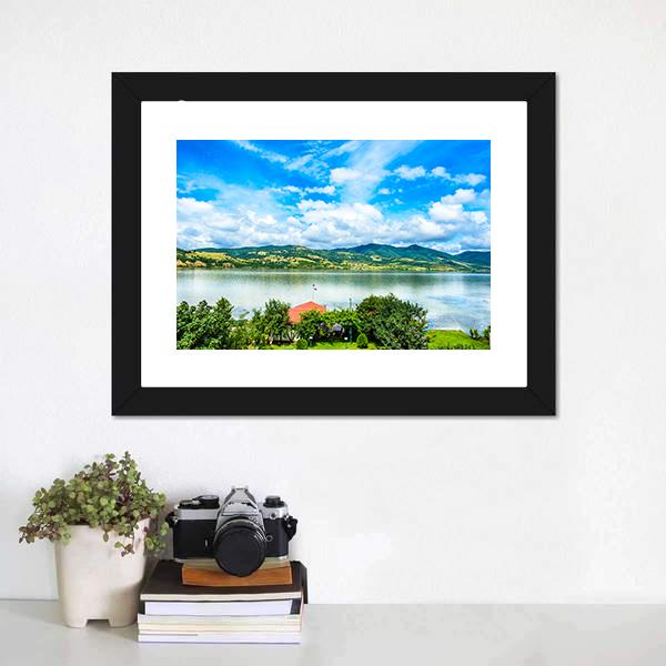 Backyard On Danube River Canvas Wall Art-1 Piece-Framed Print-20" x 16"-Tiaracle
