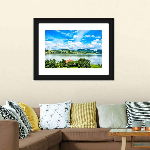 Backyard On Danube River Canvas Wall Art-3 Horizontal-Gallery Wrap-25" x 16"-Tiaracle