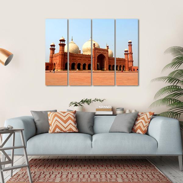 Badshahi Mosque In Daylight Pakistan Canvas Wall Art-4 Horizontal-Gallery Wrap-34" x 24"-Tiaracle
