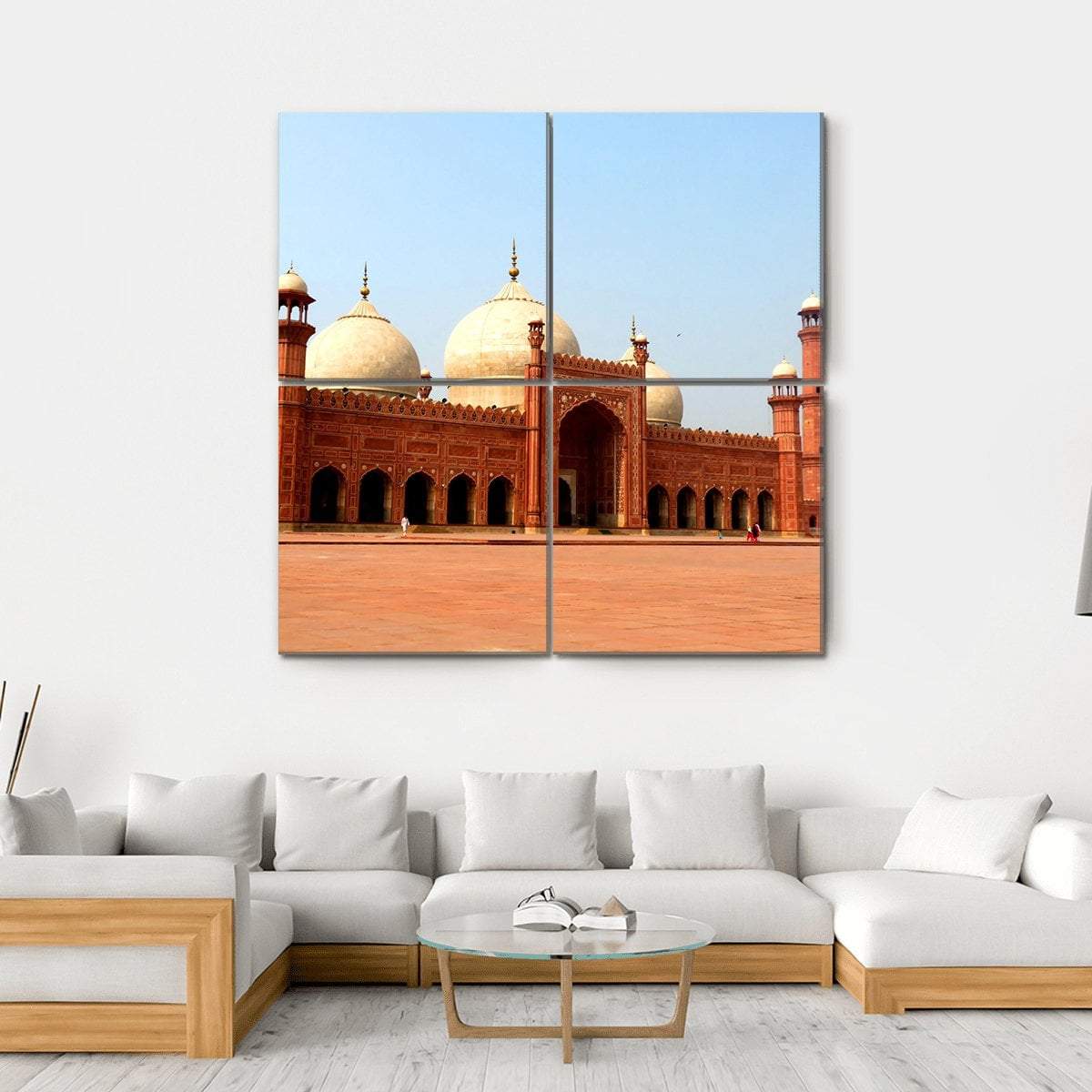 Badshahi Mosque In Daylight Pakistan Canvas Wall Art-4 Square-Gallery Wrap-17" x 17"-Tiaracle