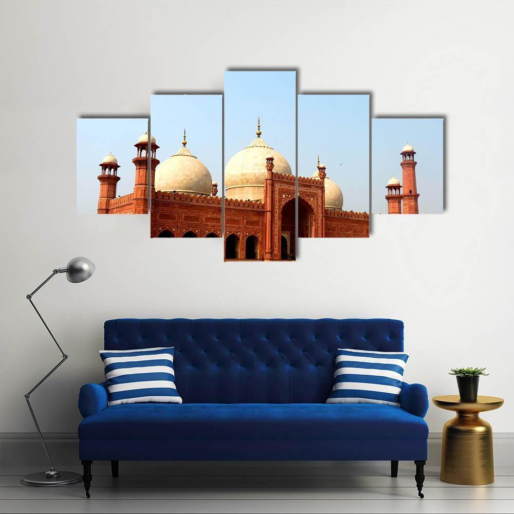 Badshahi Mosque In Daylight Pakistan Canvas Wall Art-5 Pop-Gallery Wrap-47" x 32"-Tiaracle