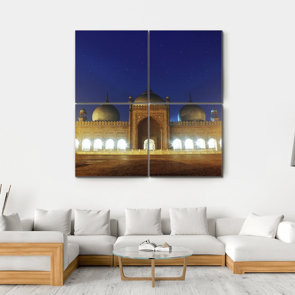 Badshahi Mosque Lahore Canvas Wall Art-4 Square-Gallery Wrap-17" x 17"-Tiaracle