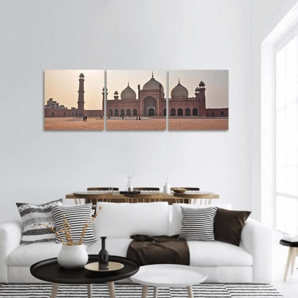 Badshahi Mosque In Lahore Panoramic Canvas Wall Art-3 Piece-25" x 08"-Tiaracle