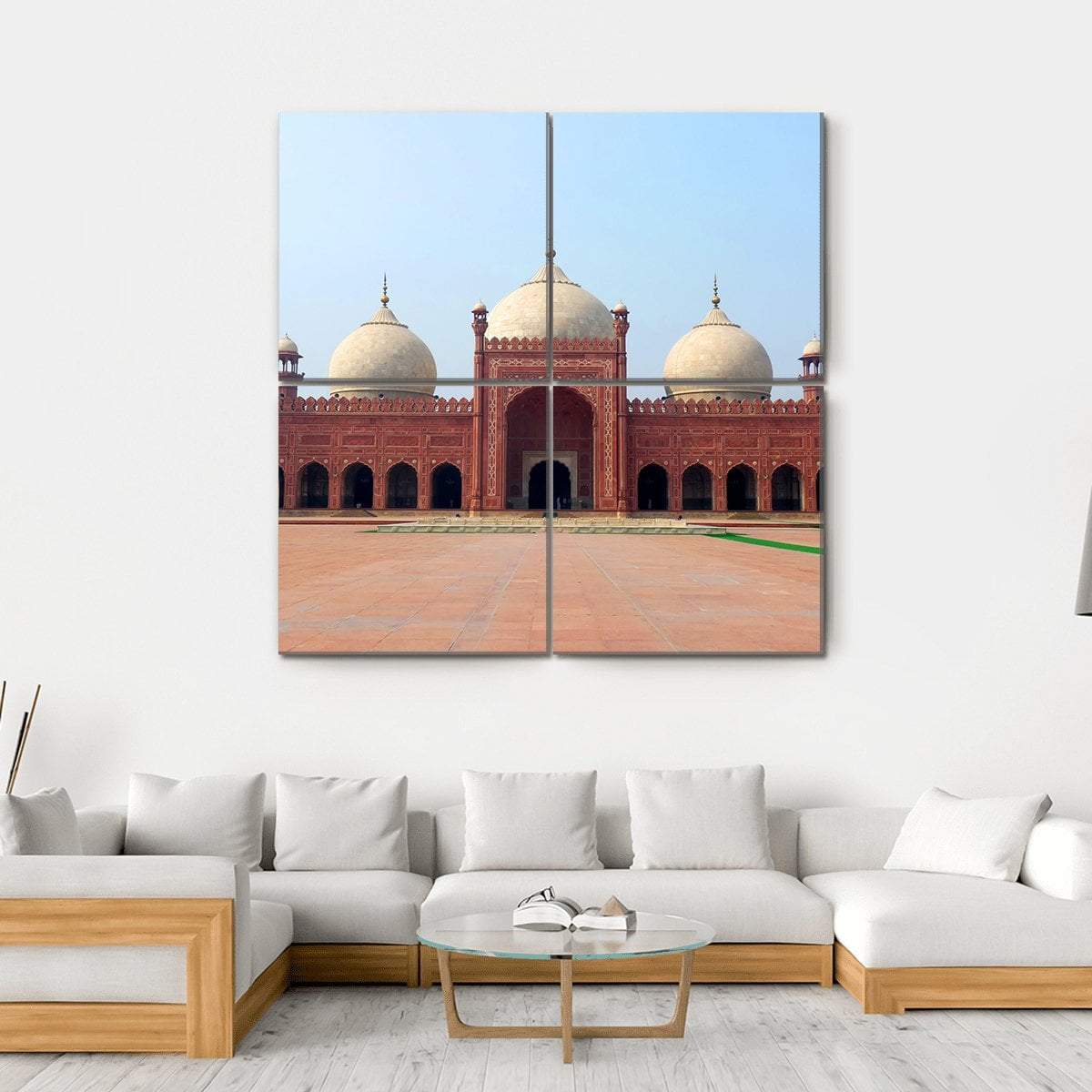 Badshahi Mosque Canvas Wall Art-4 Square-Gallery Wrap-17" x 17"-Tiaracle