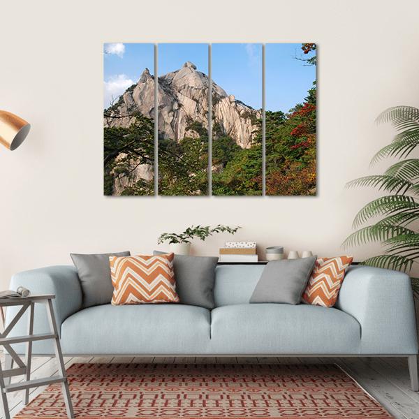 Mountains Bukhansan In Seoul Canvas Wall Art-4 Horizontal-Gallery Wrap-34" x 24"-Tiaracle