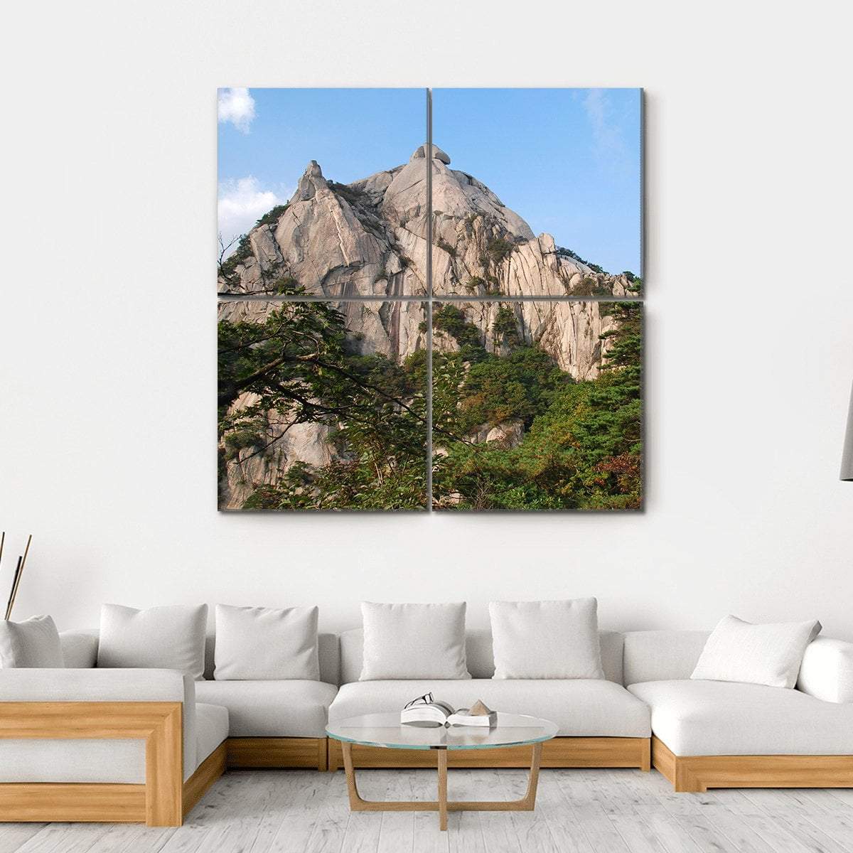 Mountains Bukhansan In Seoul Canvas Wall Art-4 Square-Gallery Wrap-17" x 17"-Tiaracle