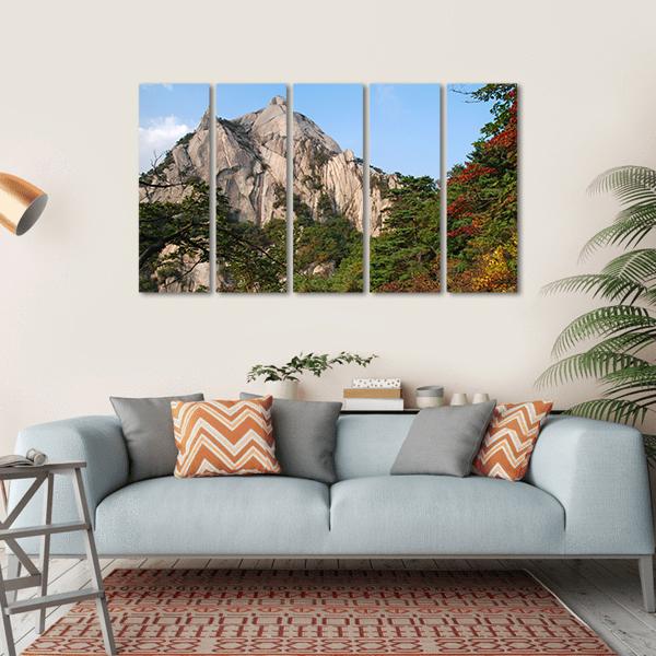Mountains Bukhansan In Seoul Canvas Wall Art-5 Horizontal-Gallery Wrap-22" x 12"-Tiaracle