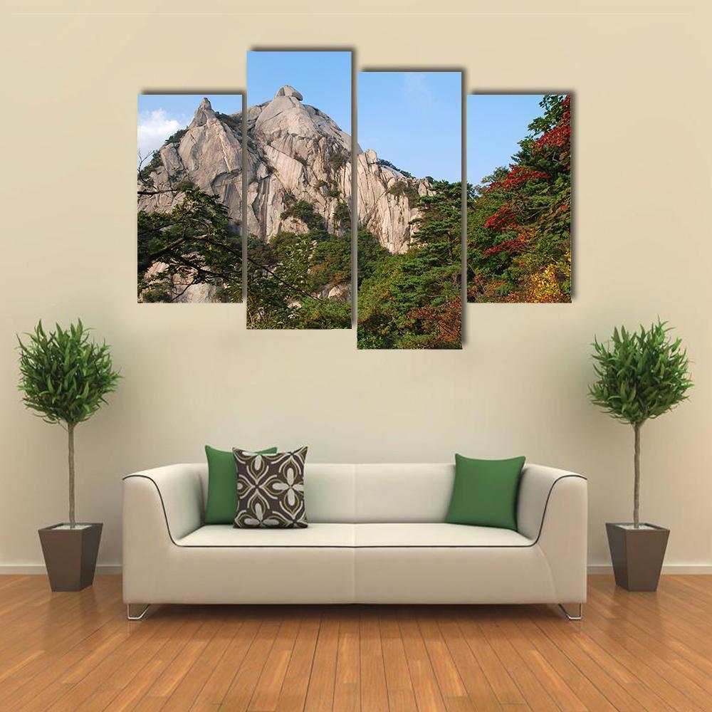 Mountains Bukhansan In Seoul Canvas Wall Art-4 Pop-Gallery Wrap-50" x 32"-Tiaracle