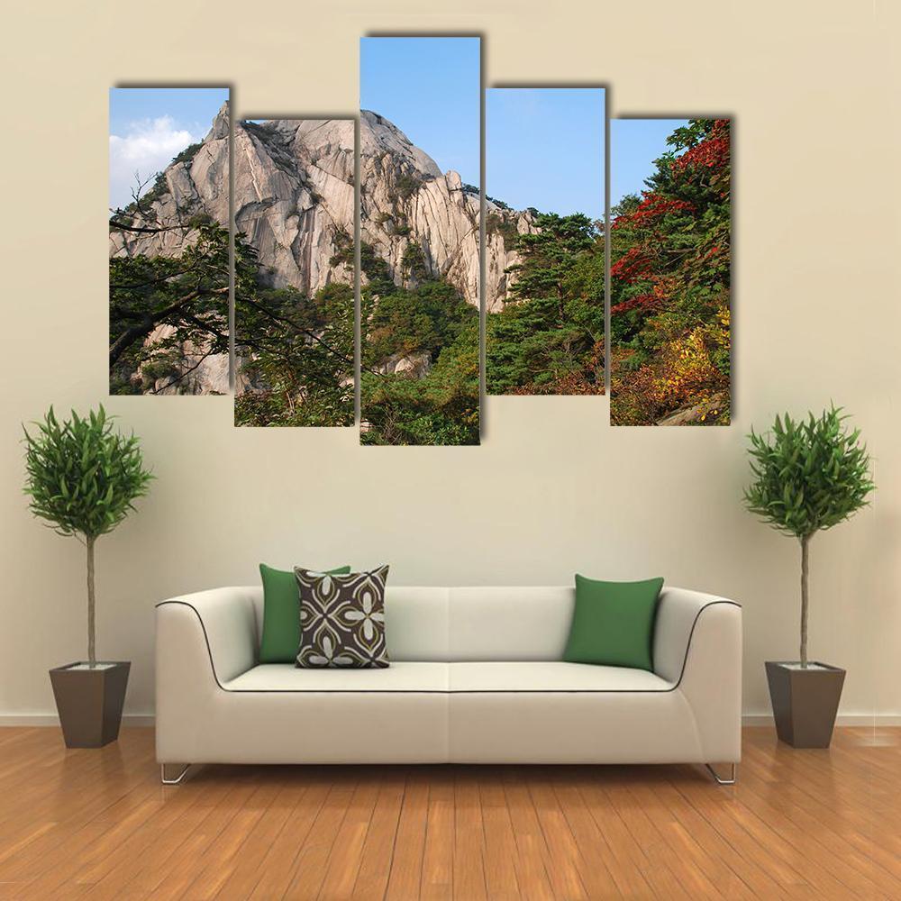 Mountains Bukhansan In Seoul Canvas Wall Art-5 Pop-Gallery Wrap-47" x 32"-Tiaracle