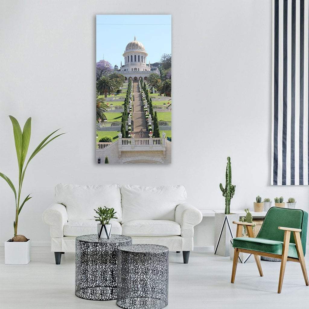 Bahai Garden In Israel Vertical Canvas Wall Art-3 Vertical-Gallery Wrap-12" x 25"-Tiaracle