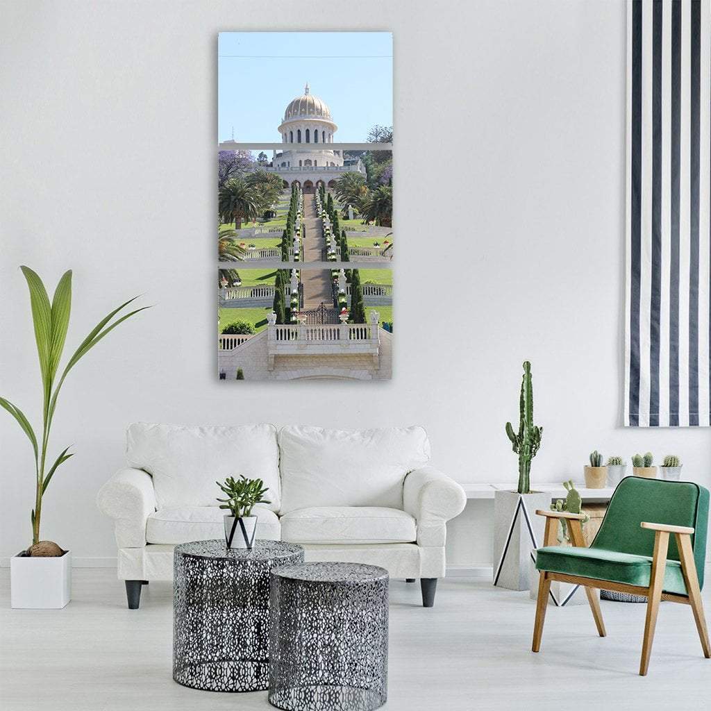 Bahai Garden In Israel Vertical Canvas Wall Art-3 Vertical-Gallery Wrap-12" x 25"-Tiaracle