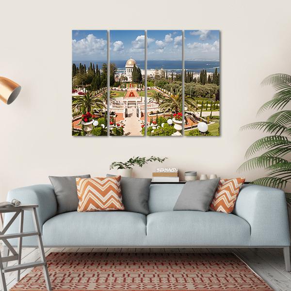 Bahai Garden Israel Canvas Wall Art-4 Horizontal-Gallery Wrap-34" x 24"-Tiaracle