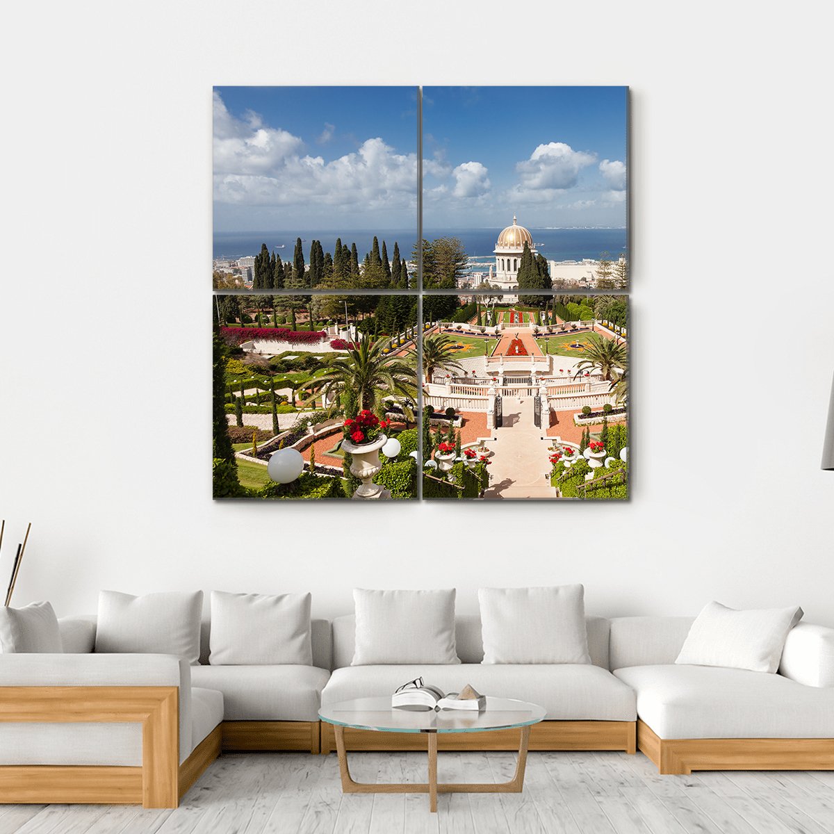 Bahai Garden Israel Canvas Wall Art-4 Square-Gallery Wrap-17" x 17"-Tiaracle
