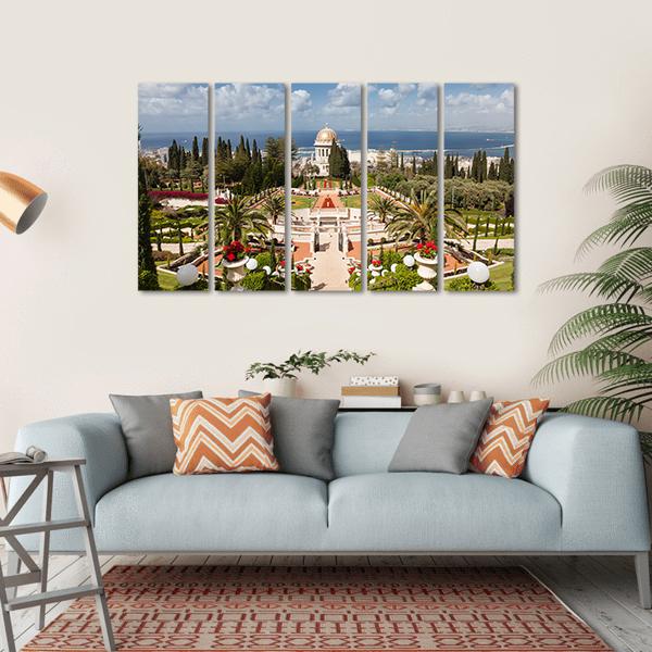 Bahai Garden Israel Canvas Wall Art-5 Horizontal-Gallery Wrap-22" x 12"-Tiaracle