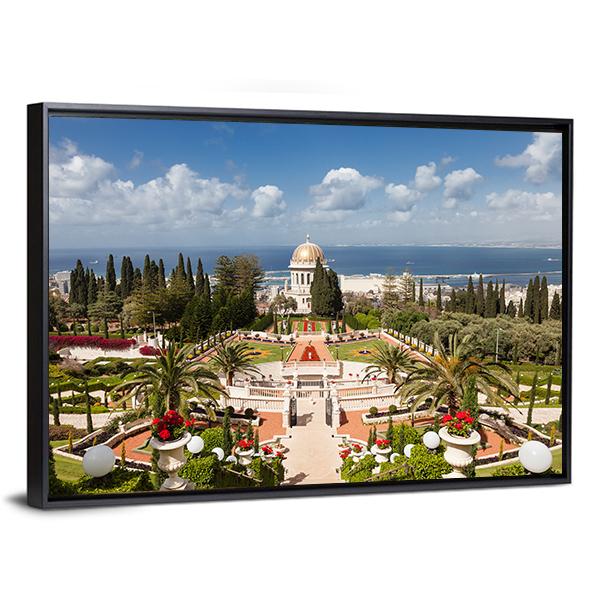Bahai Garden Israel Canvas Wall Art-5 Horizontal-Gallery Wrap-22" x 12"-Tiaracle