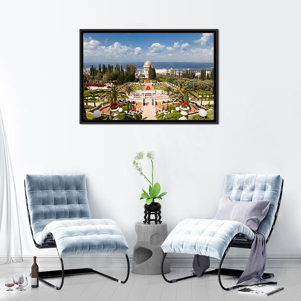 Bahai Garden Israel Canvas Wall Art-5 Horizontal-Gallery Wrap-22" x 12"-Tiaracle