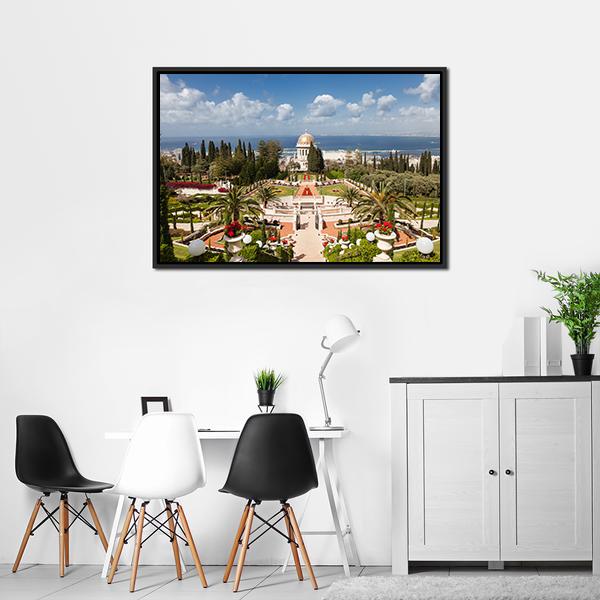 Bahai Garden Israel Canvas Wall Art-5 Horizontal-Gallery Wrap-22" x 12"-Tiaracle