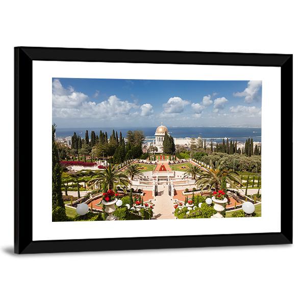 Bahai Garden Israel Canvas Wall Art-5 Horizontal-Gallery Wrap-22" x 12"-Tiaracle