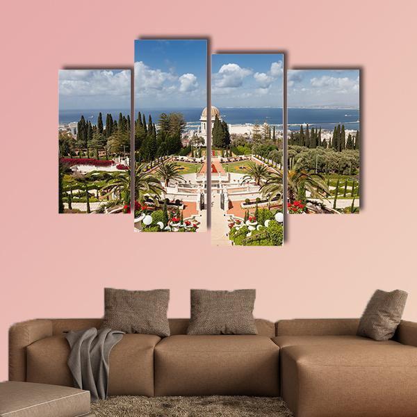 Bahai Garden Israel Canvas Wall Art-4 Pop-Gallery Wrap-50" x 32"-Tiaracle