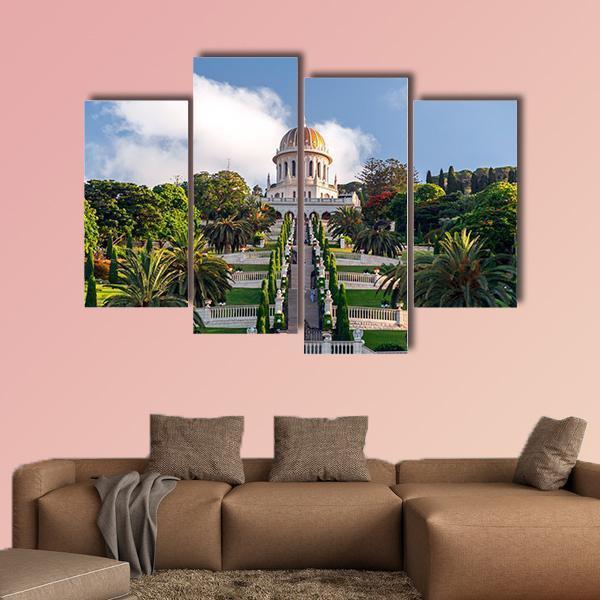 Bahai Gardens Holy Temple Canvas Wall Art-4 Pop-Gallery Wrap-50" x 32"-Tiaracle