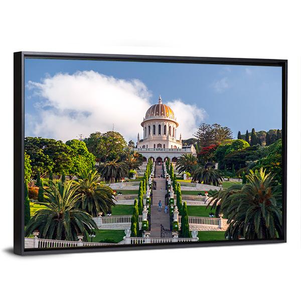 Bahai Gardens Holy Temple Canvas Wall Art-3 Horizontal-Gallery Wrap-25" x 16"-Tiaracle