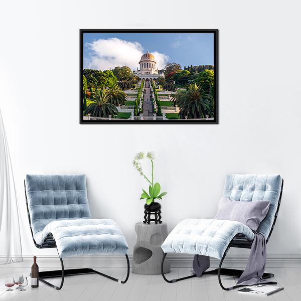 Bahai Gardens Holy Temple Canvas Wall Art-3 Horizontal-Gallery Wrap-25" x 16"-Tiaracle