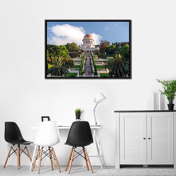 Bahai Gardens Holy Temple Canvas Wall Art-3 Horizontal-Gallery Wrap-25" x 16"-Tiaracle